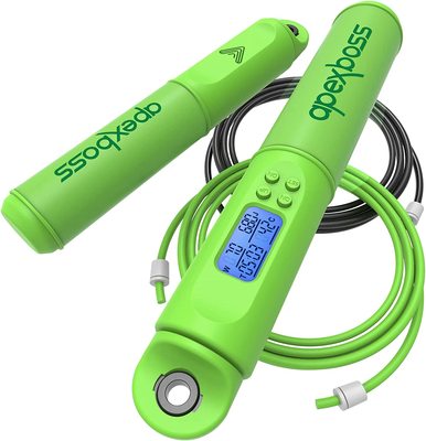 Tangle-Free Fisheye Shaped Ball Bearing Speed Skipping Rope Green