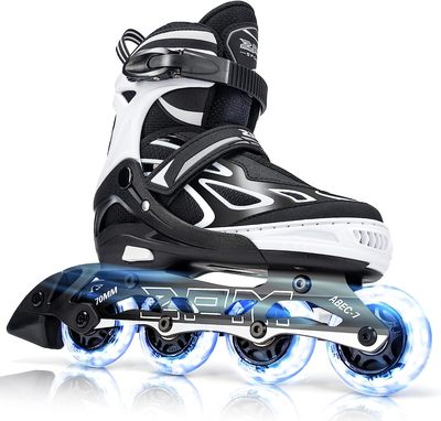 Vinal Adjustable Flashing Inline Skates, All Wheels Light Up